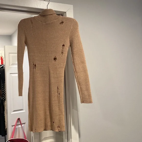girl in mind | Dresses | Distressed Knit Sweater Dress | Poshmark